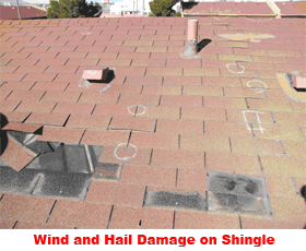 Wind and Hail Damage on Shingle
